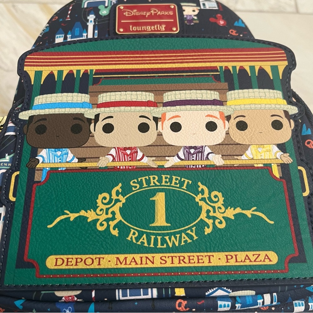 DISNEY PARKS LOUNGEFLY NWT BACKPACK DAPPED DAN MAIN STREET USA - Picture 9 of 9